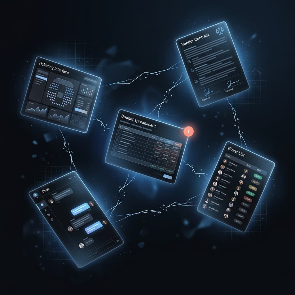 Fragmented event management apps illustration